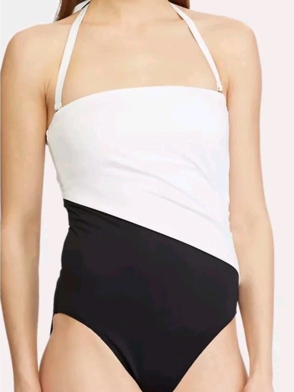 New Lauren Ralph Lauren White One-Piece Swimsuit with Gold Accent